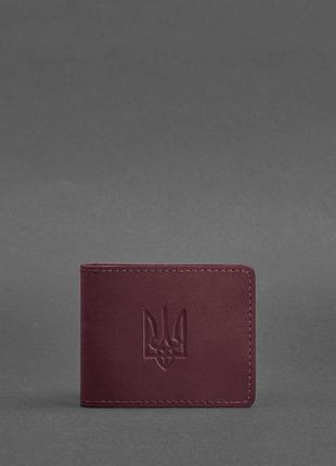 Кожаная обложка для удостоверения с гербом, бордовый crazy horse