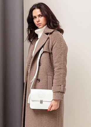 Кожаная женская бохо-сумка лилу белая