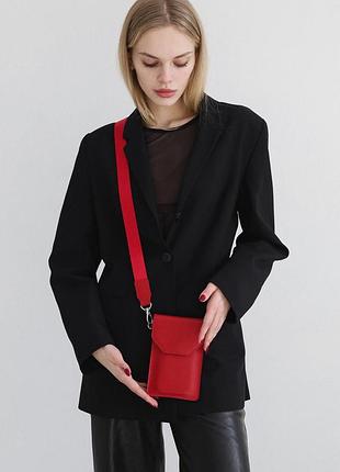 Шкіряна сумка-чохол для телефону maxi червона