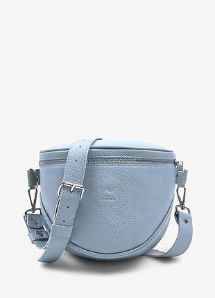 Кожаная сумка поясная-кроссбоди vacation голубая флотар
