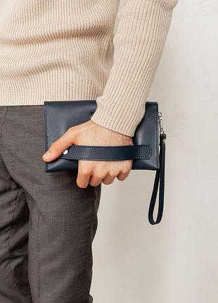 Кожаный мужской клатч-барсетка 3.0 синий краст
