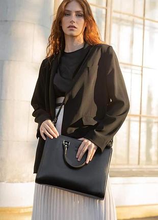 Женская шкіряна сумка fancy a4 чорна краст