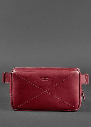 Кожаная поясная сумка dropbag maxi бордовая krast