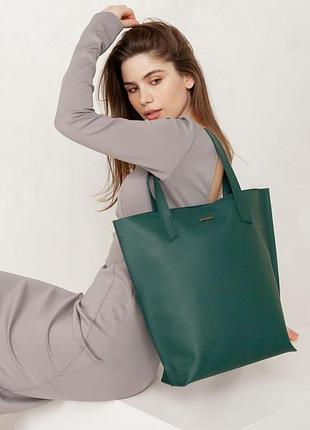 Кожаная женская сумка шоппер d.d. зеленая