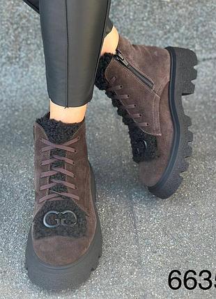 Женские ботинки натуральная замша замшевые осень демисезон весна барашек