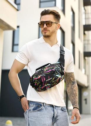 Сумка через плече бананка sambag flex pro принт "abstract"