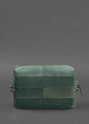 Кожаная косметичка-несессер 3.1 зеленая crazy horse