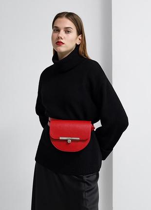 Женская кожаная сумка поясная-кроссбоди bridget красная