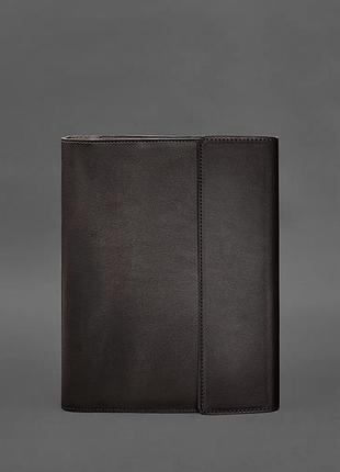 Кожаная папка для документов "семейная" с тетрадями темно-коричневая