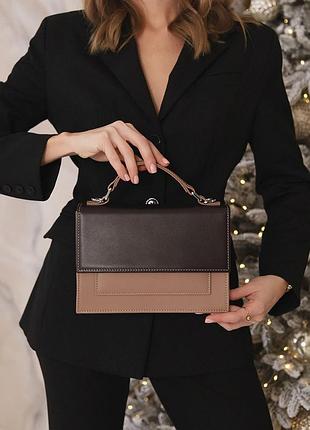 Жіноча шкіряна сумка grace темно-коричневий/карамель