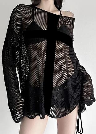 Светр сітка з хрестом готика high street