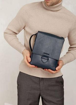 Чоловіча шкіряна сумка-месенджер esquire синя