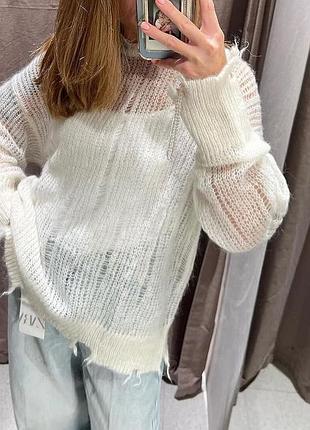 Интересный ажурный свитер с шерстью и альпакой zara 
🌷🌷🌷🌷🌷🌷🌷🌷