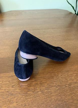 Zara чорні лодочки  натуральна замш.