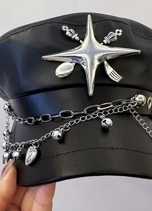 Кашкет  з готичними прикрасами spicy girl high street гранж рок панк