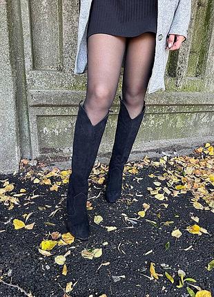 Жіночі чоботи kazak натуральна замша чорні