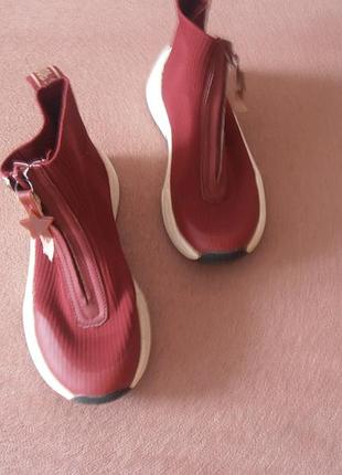 Бордовые ботинки хайтопы от зара zara 32 размер