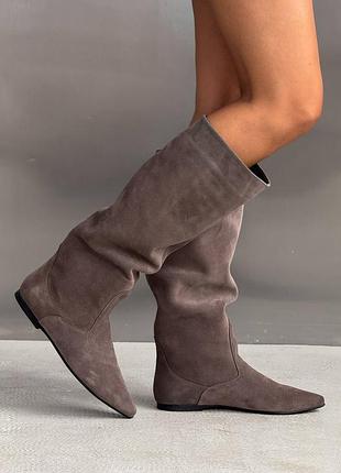 Коричневые женские сапоги на демисезон