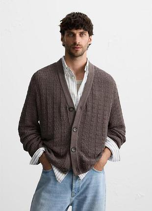 Кардиган мужской текстурированный зара zara хл