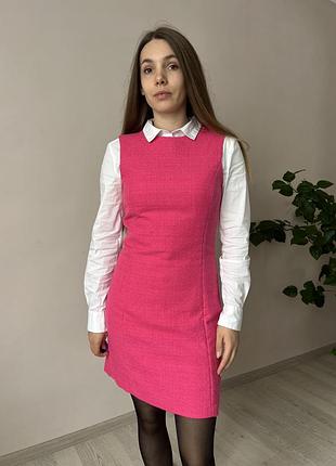Рожева твідова сукня h&m, розмір с-м