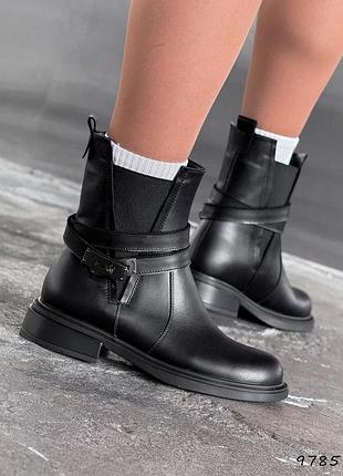 Черные женские ботинки из натуральной кожи демисезон