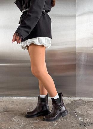 Коричневые женские ботинки из натуральной кожи демисезон