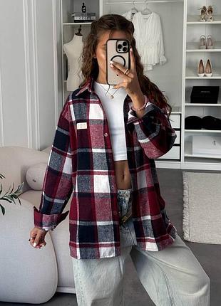 Жіноча повсякденна класична рубашка сорочка у клітинку тканина сорочковий кашемір