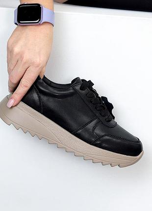 Кроссовки "grass", черный, натуральная кожа