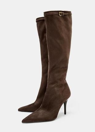 Чоботи на підборах з пряжкою zara