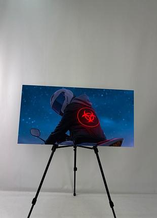 Картина на металі з принтом "неоновий гонщик", 78/38см (1751)