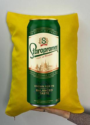 Подушка с принтом габардиновая старо-прамен, желтая 35х45 (501)