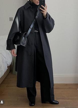 Чорний базовий оверсайз плащ тренч з водовідштовхувальним покриттям, довжини міді.  zara
💎💎💎💎💎💎💎💎💎