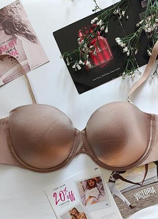 Бюстгальтер базовый бежевый бюст гладкий лиф victoria’s secret 34d 75d 70e