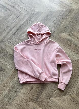Вкорочена кофтинка на флісі з капюшоном на дівчинку 10/12 років