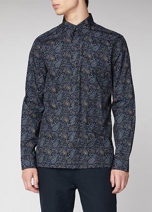 Ben sherman рубашка - m/l - сине графитовая - рисунок paisley - мужская - fсm