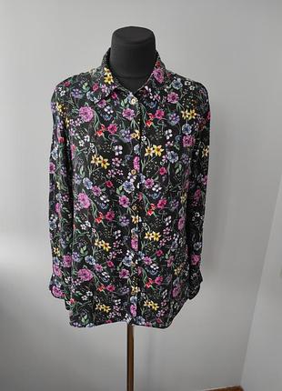 Штапельная рубашка блузка в цветочный принт 18 р от select