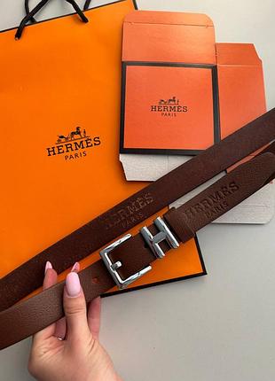 Ремень классический 3см из натуральной кожи туречки ремень кожаный коричневый серебро женский пояс натуральная кожа в стиле hermes гермес хермес