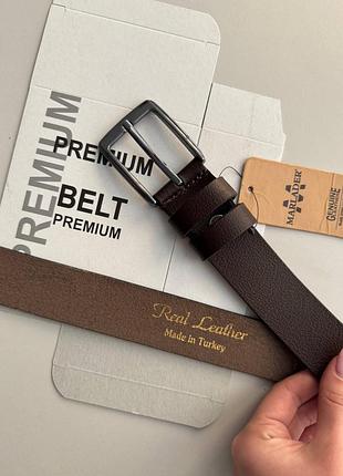 Чоловічий ремінь 3,5см туреччина шкіряний ремінь з натуральної шкіри шоколад класика, ремінь класичний турція коричневий пояс натуральна шкіра