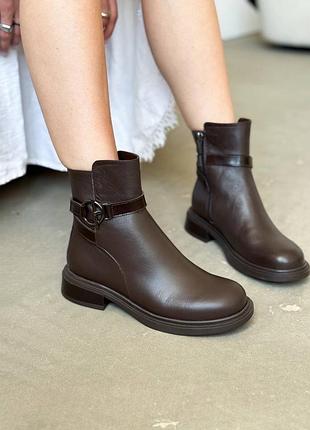 Шкіряні коричневі черевики з натуральної шкіри