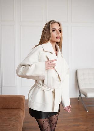 Пальто под пояс на запах шерсть кашемир