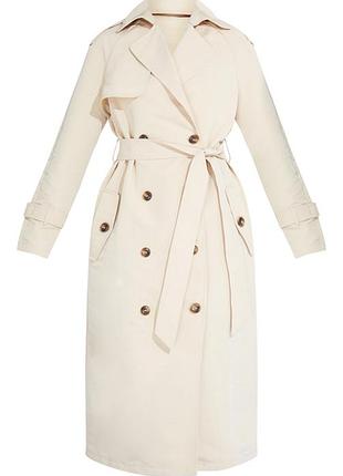 Молочний бежевий тренч плащ prettylittlething бех піжкладки розмір s