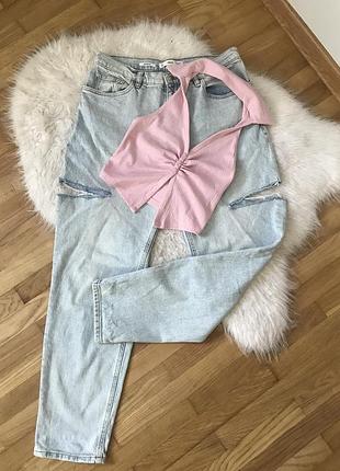 Джинси з розрізами mango+ топ bershka