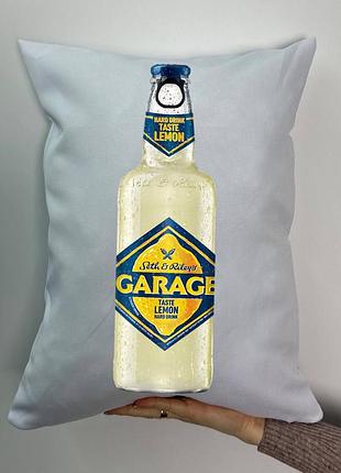 Подушка с принтом габардиновая гараж, белая 35х45 (542)