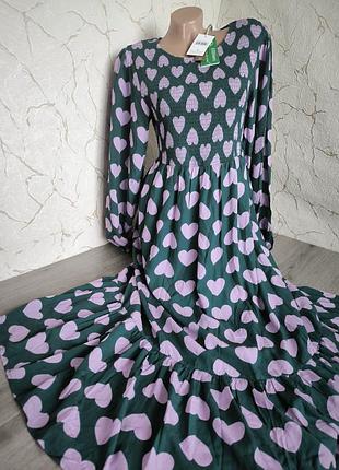 Платье, платье длинно/ миди зеленое с принтом