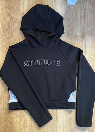 Укорочена кофта, толстовка, худі в рубчик на дівчинку