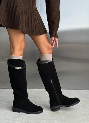 Стильні замшеві преміальні чоботи жокейки усередені байка