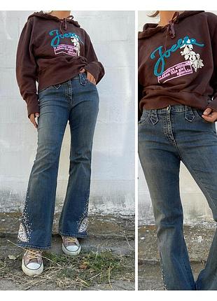 Винтажные джинсы клёш с вышивкой, petite.