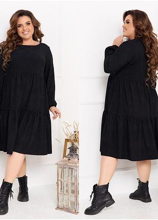 Платье вельветовое, трапеция мод фл - 3515 черный