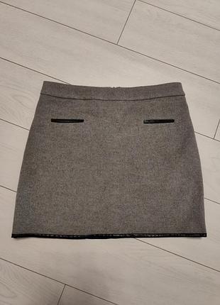 Шерстяная серая женская юбка