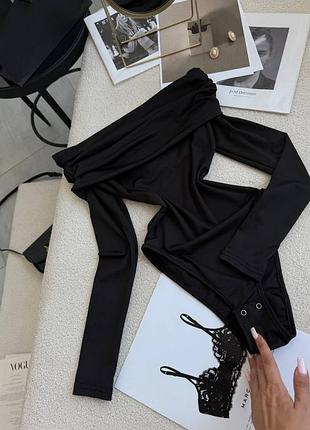 Базовый боди с длинным рукавом 🌿 микродайвинг, черный/красный/молоко, размер xs/s m/l